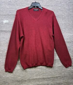 Brandini 100% Merino Wool Knit Sweater Mens Size L Burgundy V-Neck Made in Italy